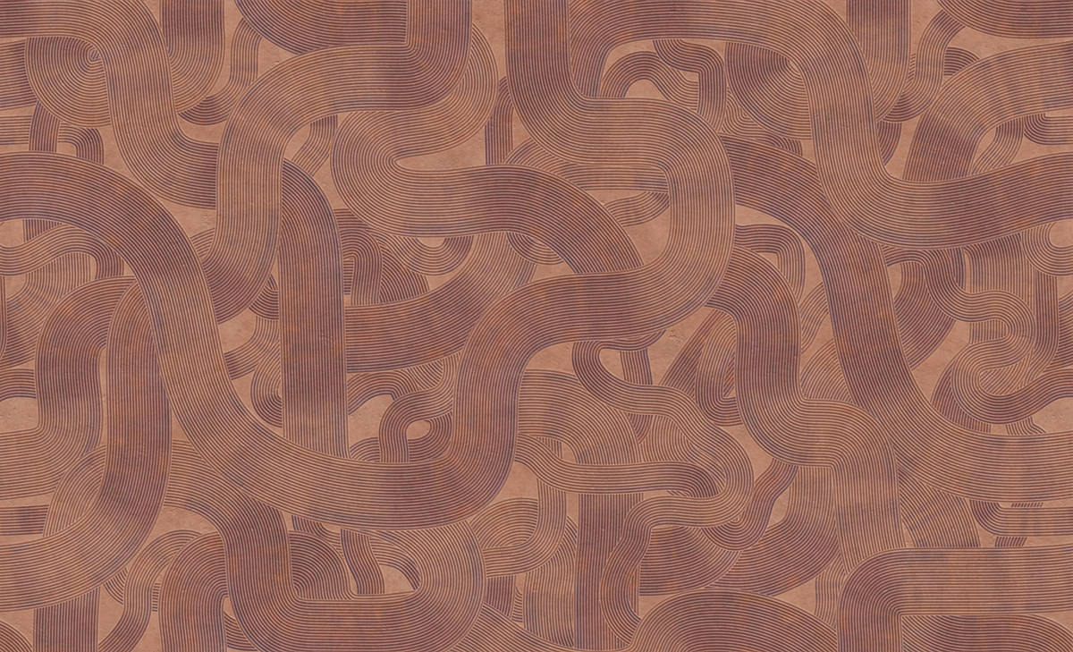 Papier peint panoramique Zig Zag Artistique terracotta - Architexture de Montecolino | Réf. MC-AZ57782