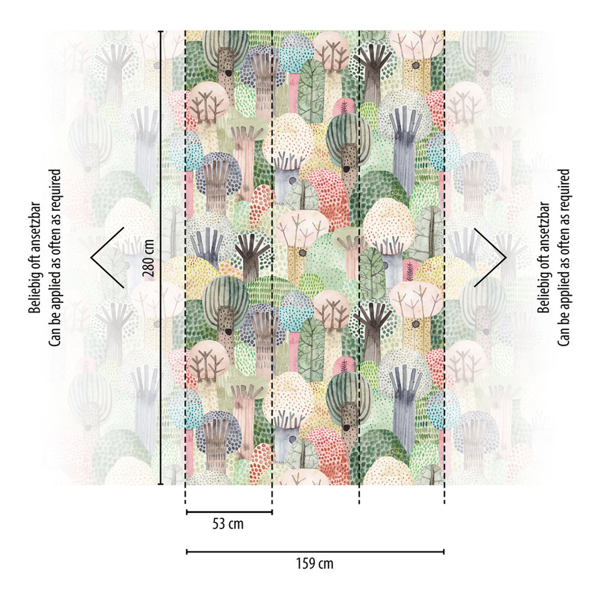 Papier peint panoramique Arbre Enfantin multicouleurs - The Wall 3 d'A.S. Création AMB3 | Réf. AS-398611