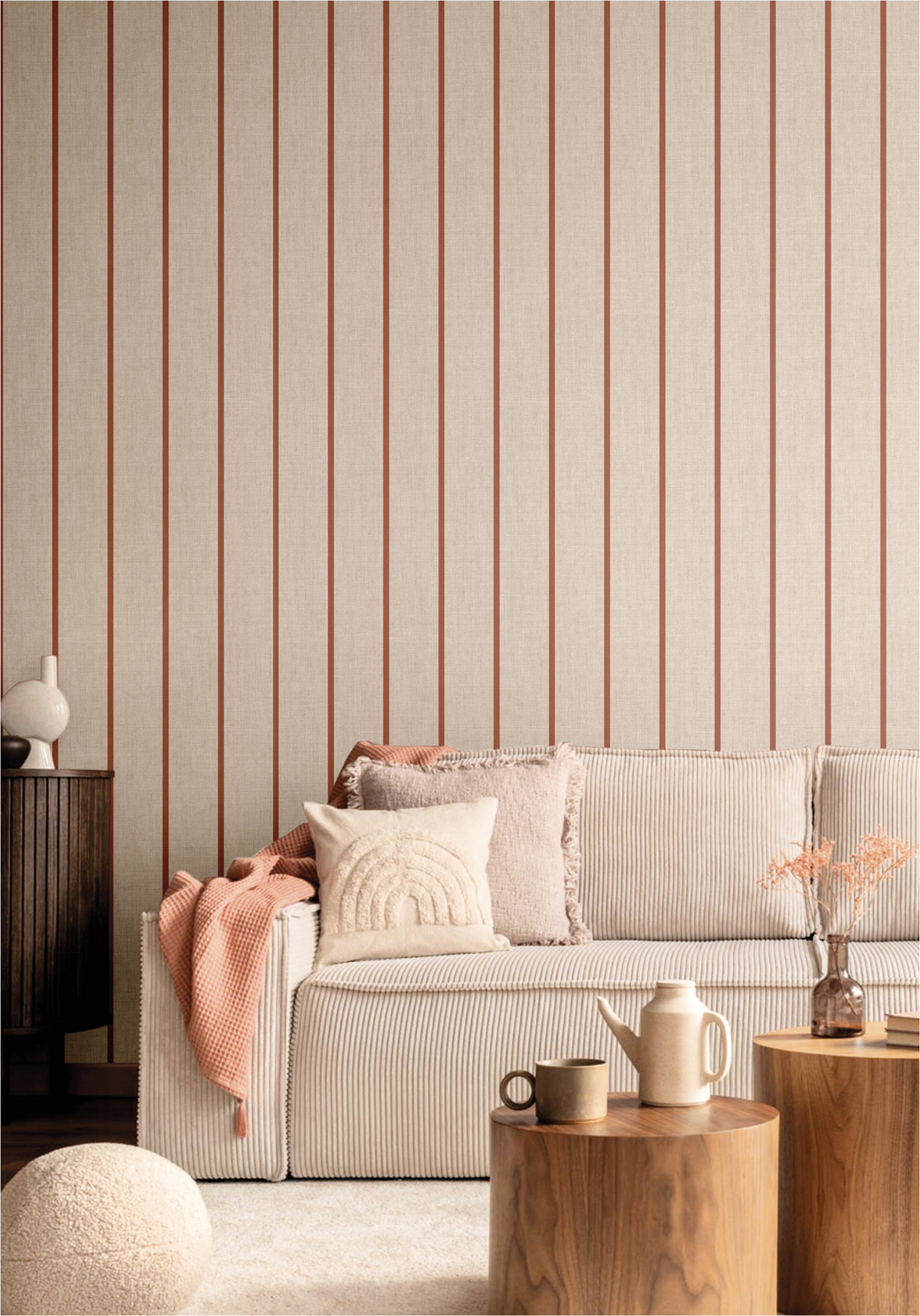 Papier peint Rayures Textiles terracotta - Stripes & Checks de Montecolino | Réf. MC-ST38464