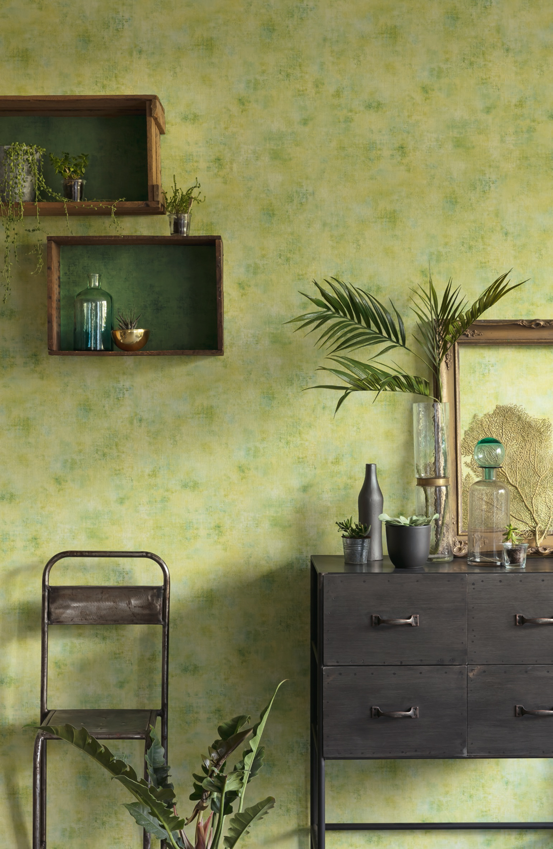 Papier peint Faux uni Vert et bleu - Telas de Casélio | Réf. TELA69877266