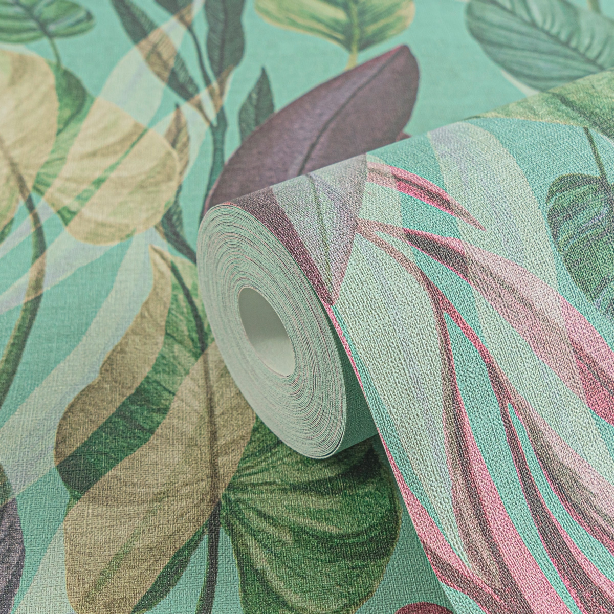 Papier peint Palmes Exotiques turquoise - Anna D'Andrea d'A.S. Création AMB4| Réf. AS-782194