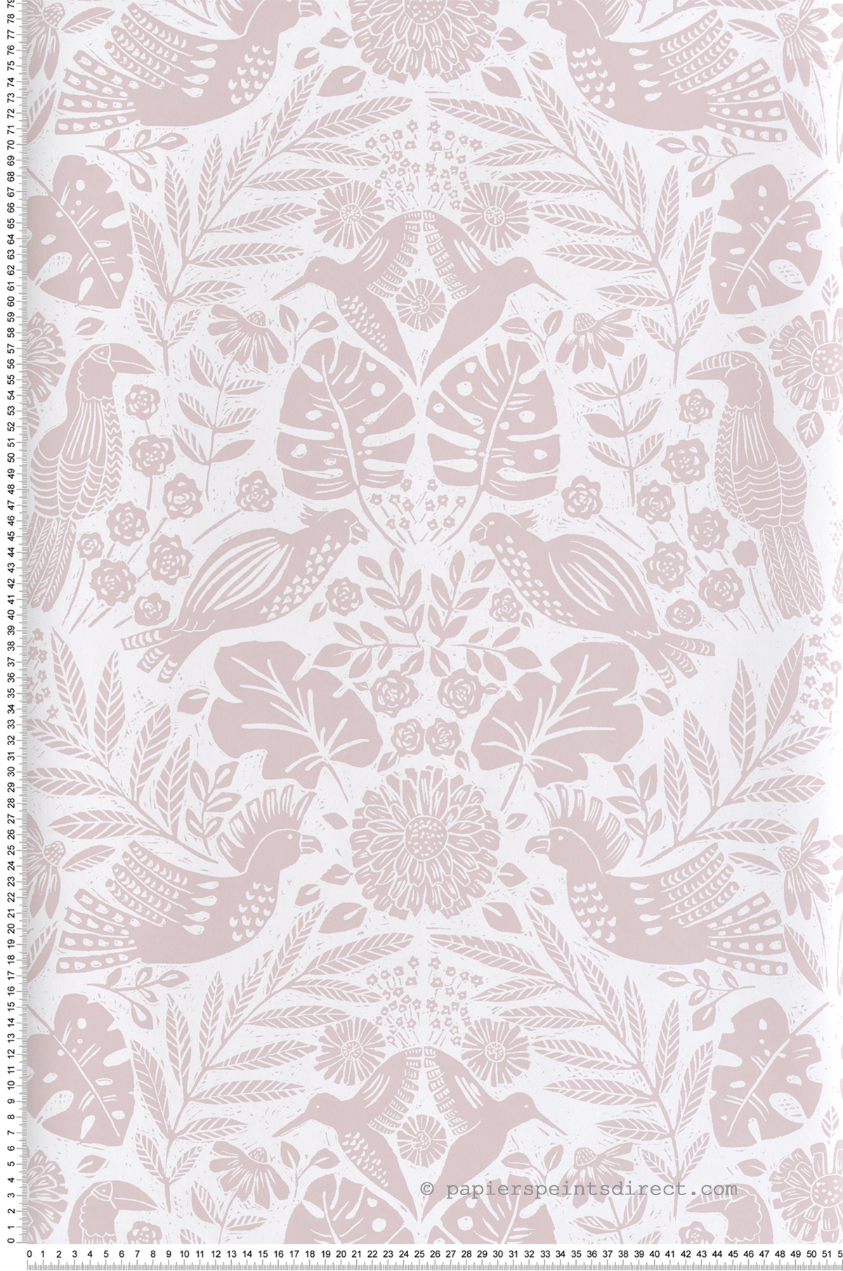 Papier peint Nature Gravure Tropical rose - Harmony de Lutèce | Réf. LTC-FD27002