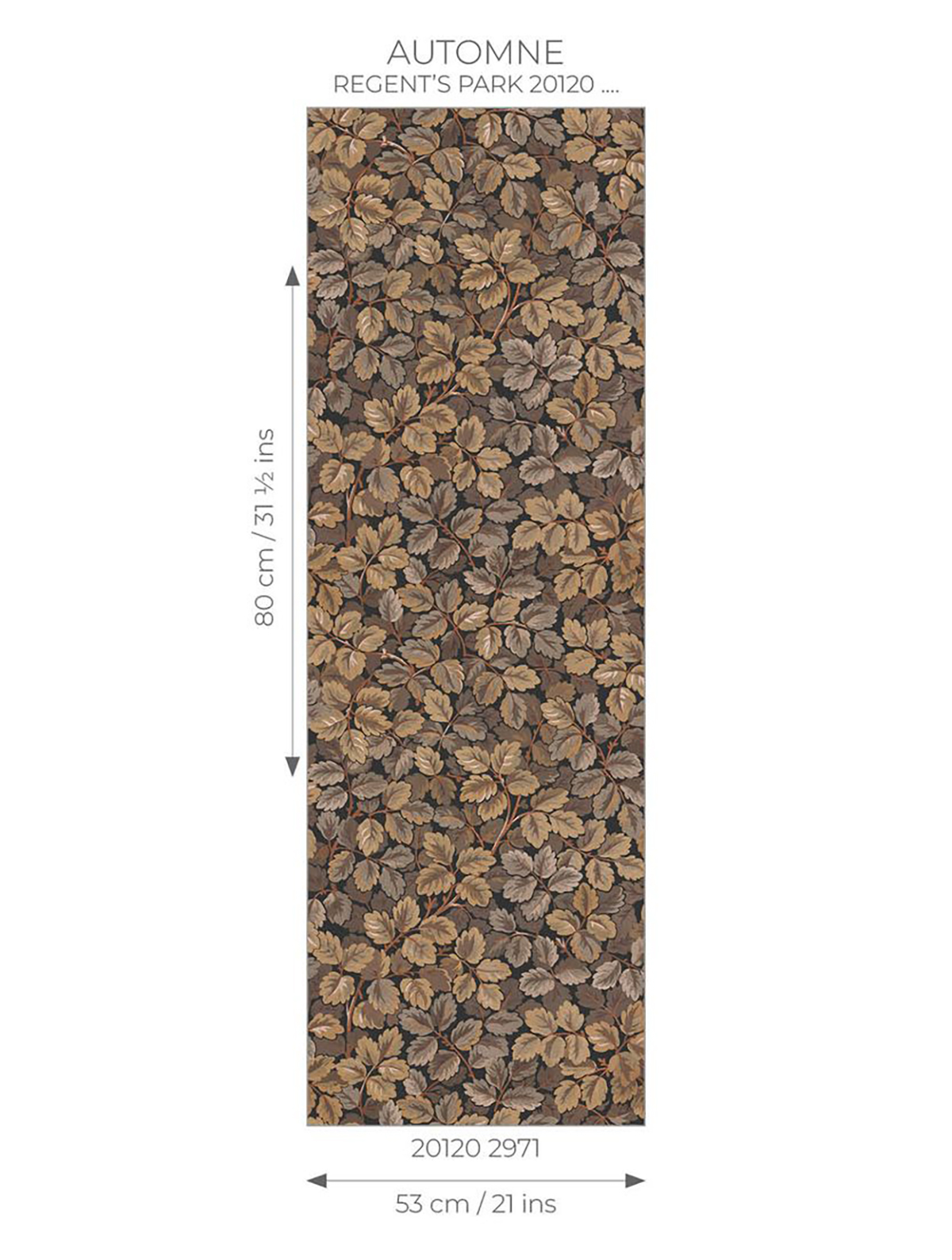 Papier peint Feuille de Chêne Regent's Park brun - Heritage de Casadéco AMBR | Réf. HETA201202971