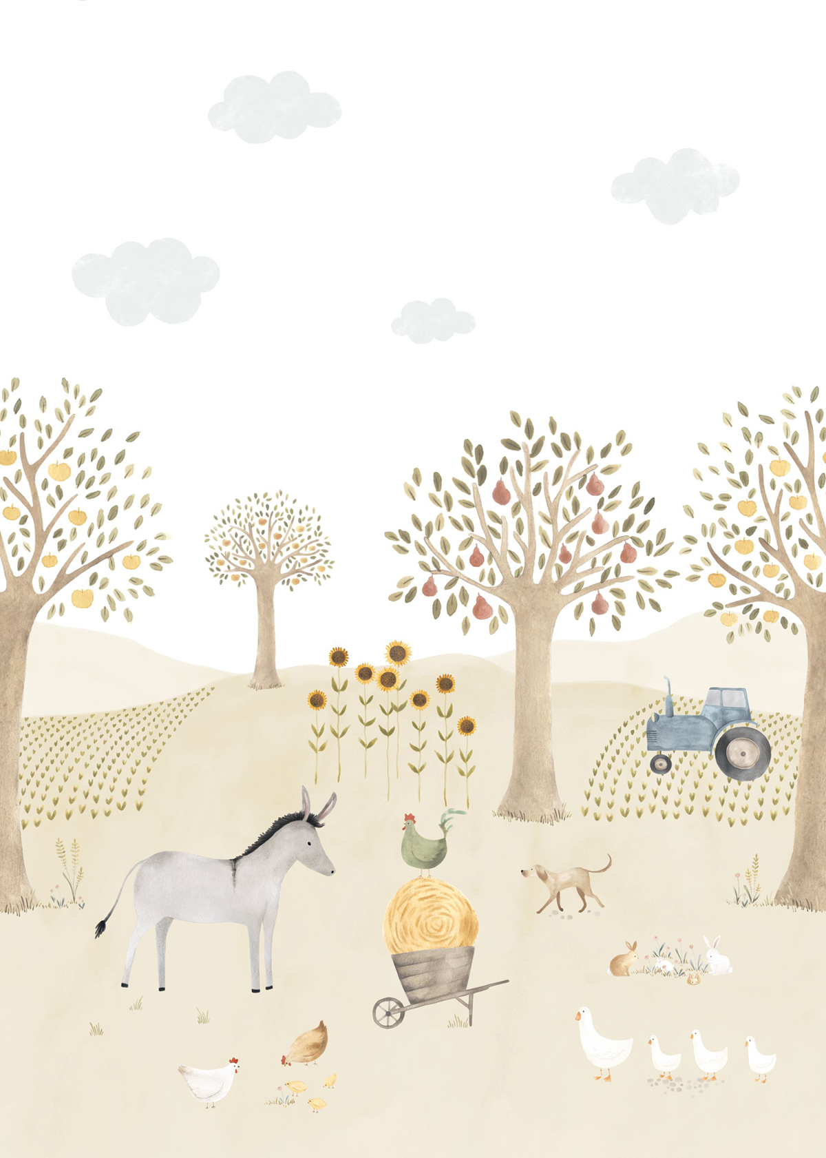 Papier peint panoramique Animaux de la Ferme Ane M 200x280 - Once Upon A Time de Casadéco | Réf. OUAT88347103