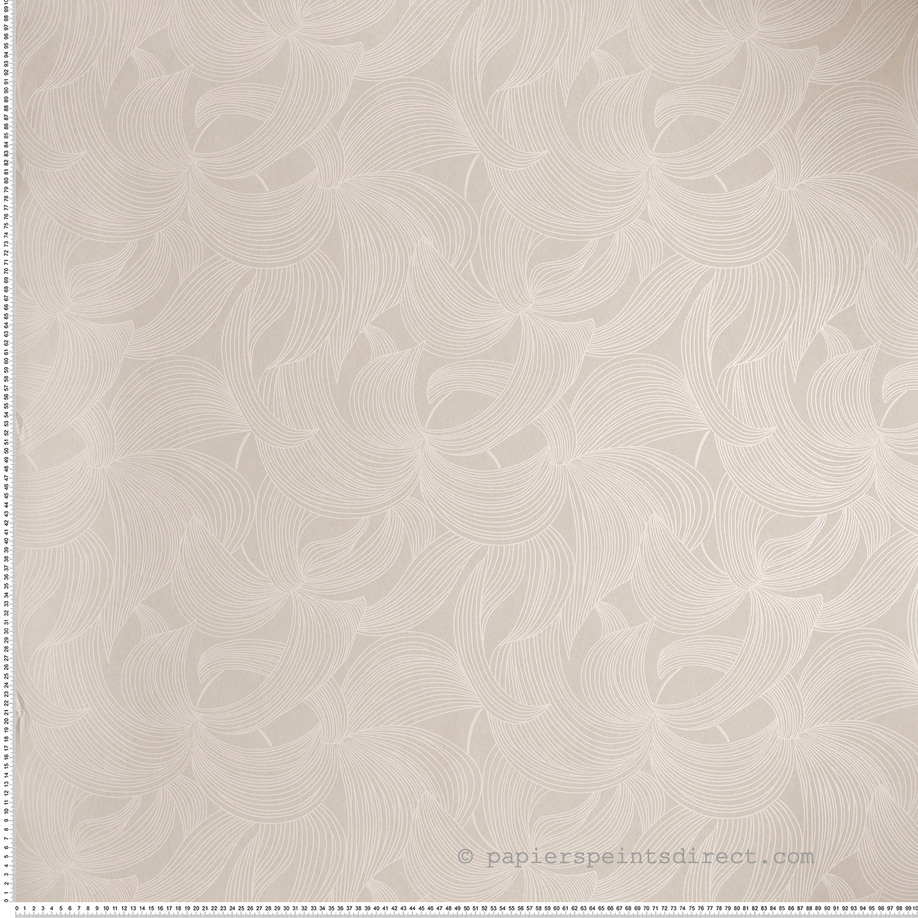 Papier peint Graphique Fleuri Leontine marron glacé nacré - Isadora de Casamance | Réf. CAS-70681528