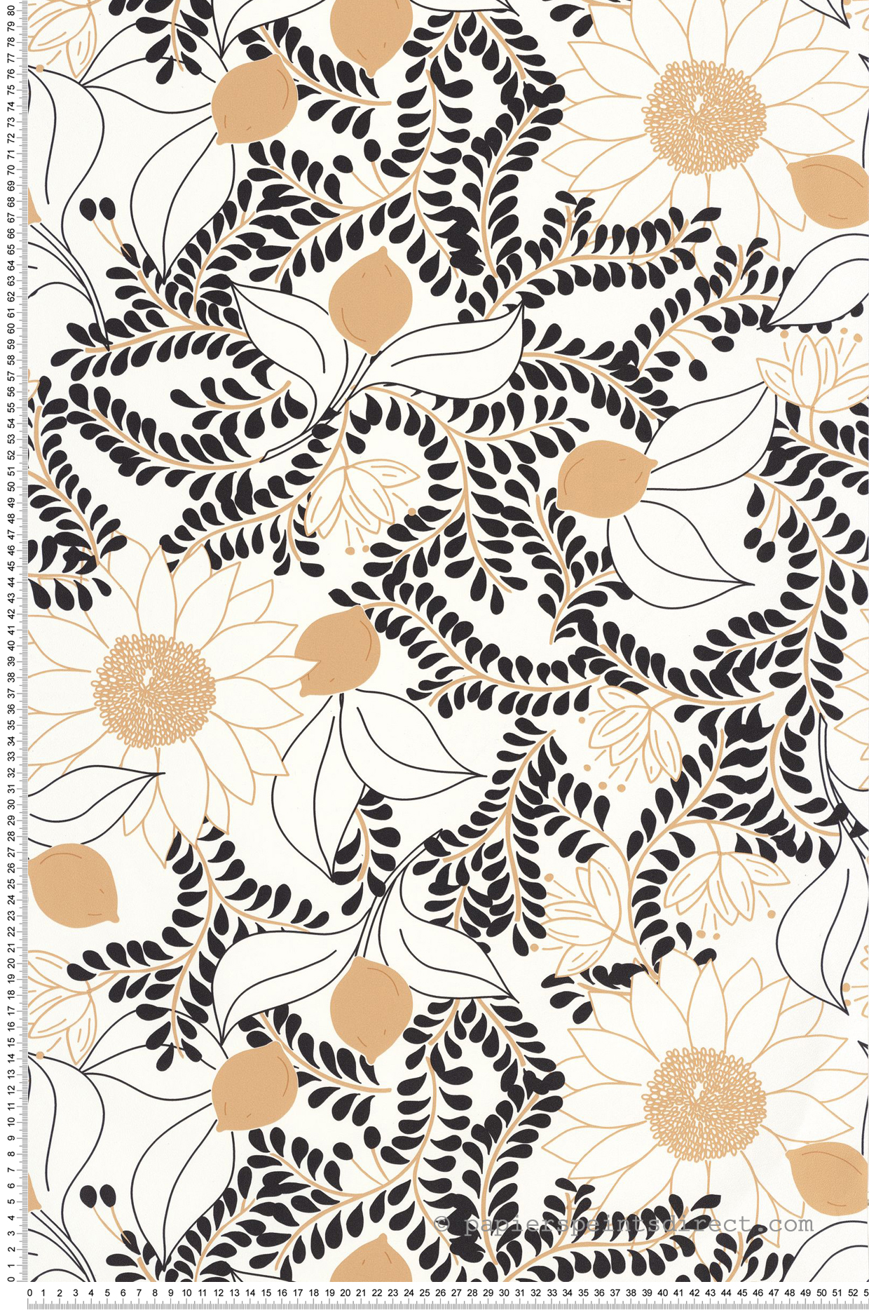 Papier peint Citron Sunflower noir blanc - Kitchen Box de Casélio | Réf. KBO106880936