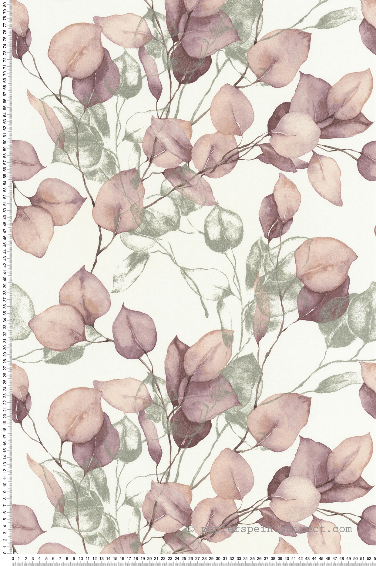 Papier peint Léonie Feuille Eucalyptus rose argenté - Les Essentiels de Lutèce | Réf. LTC-11250203