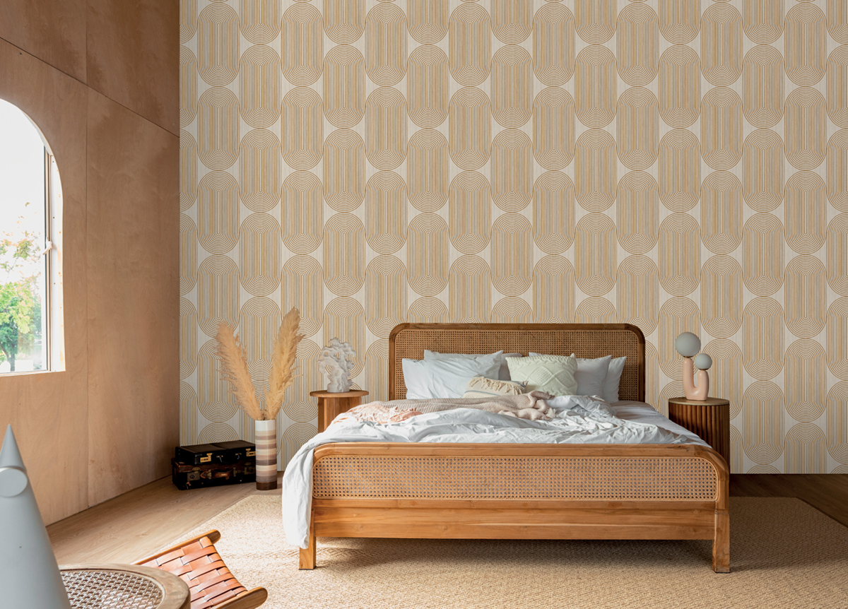 Papier peint Graphique Bois Cerclé beige camel - Reality 4 de Lutèce | Réf. LTC-51220707