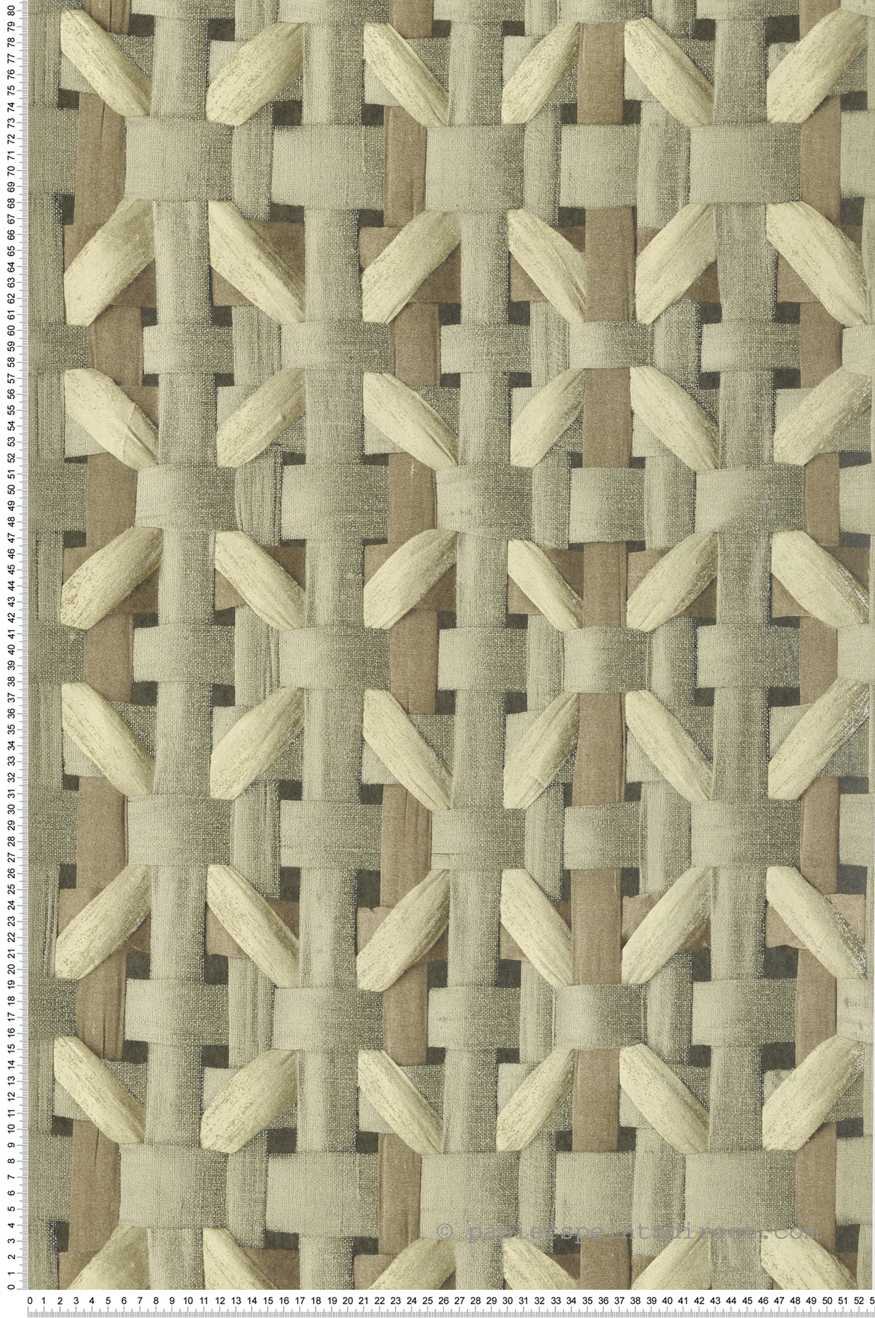 Papier peint Claustra Bois beige vert métallisé - Ornata de Montecolino | Réf. MC-65335