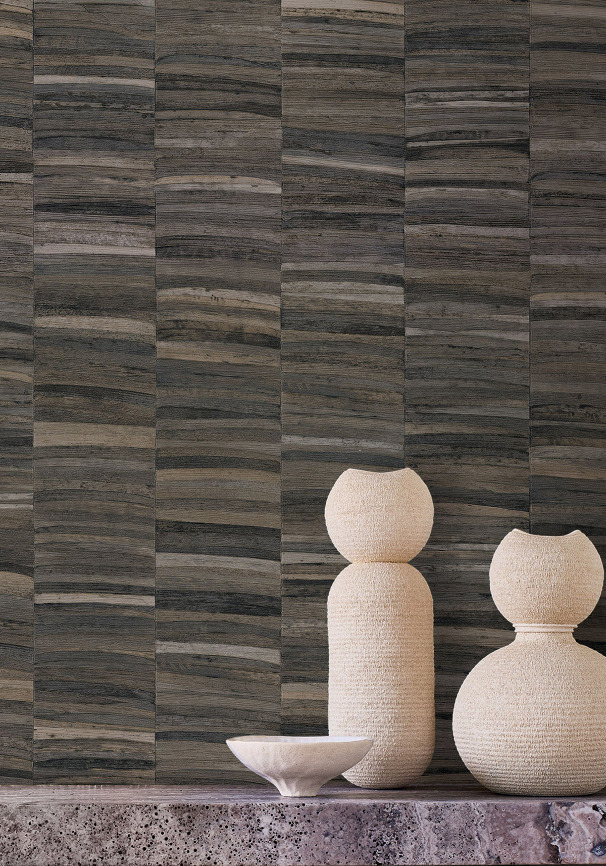 Papier peint Texture Brute Stylosa anthracite brun - Nature Précieuse de Casamance | Réf. CAS-76501732