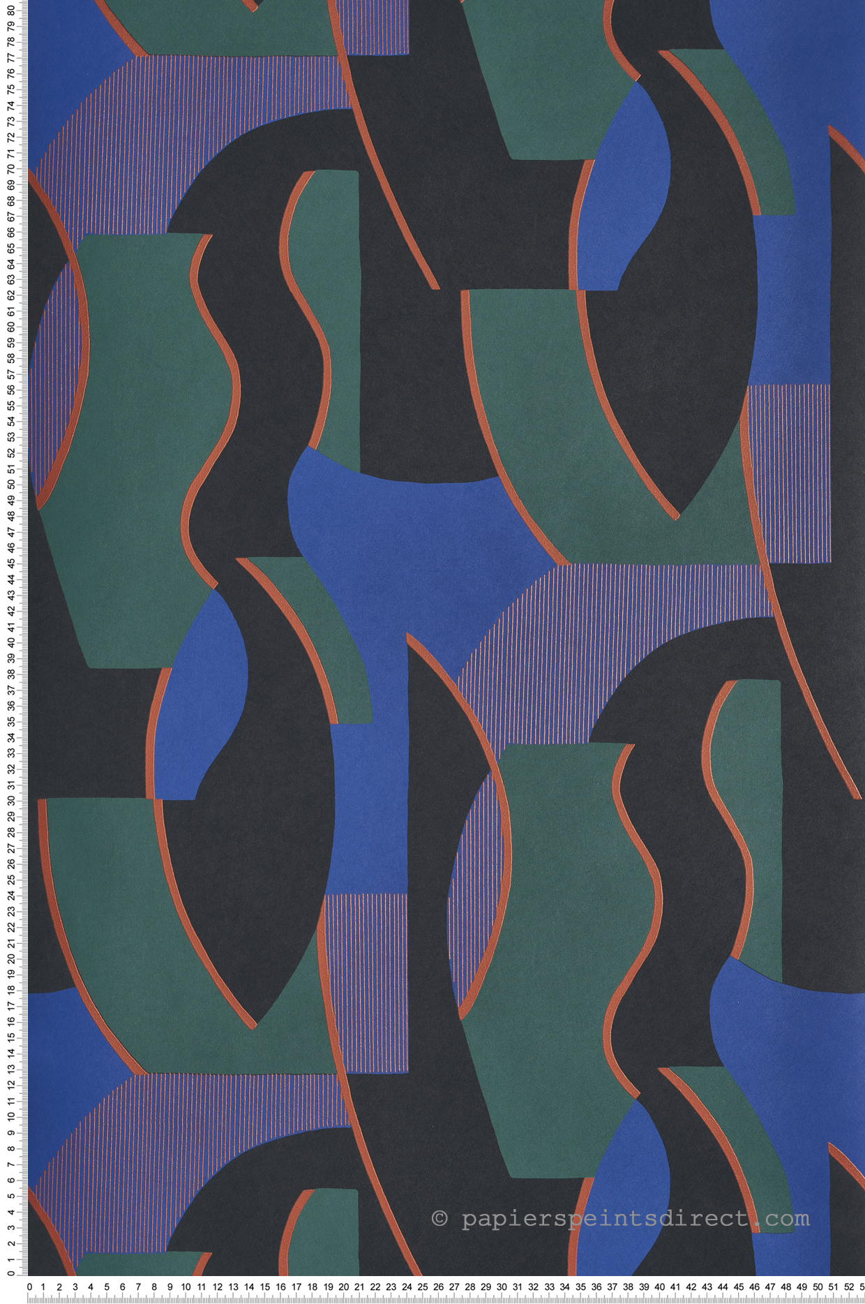 Papier peint Vagues Concept bleu vert cuivré - Milano Sixties de Casadéco | Réf. MISI89337997