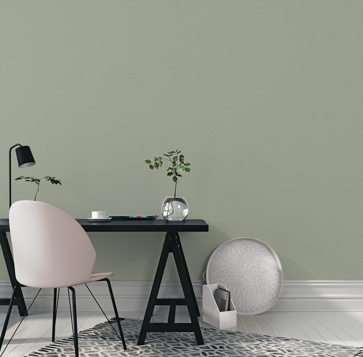 Papier peint Uni Toilé vert tilleul - The Wall Llewelyn-Bowen de Lutèce | Réf. LTC-LB25123