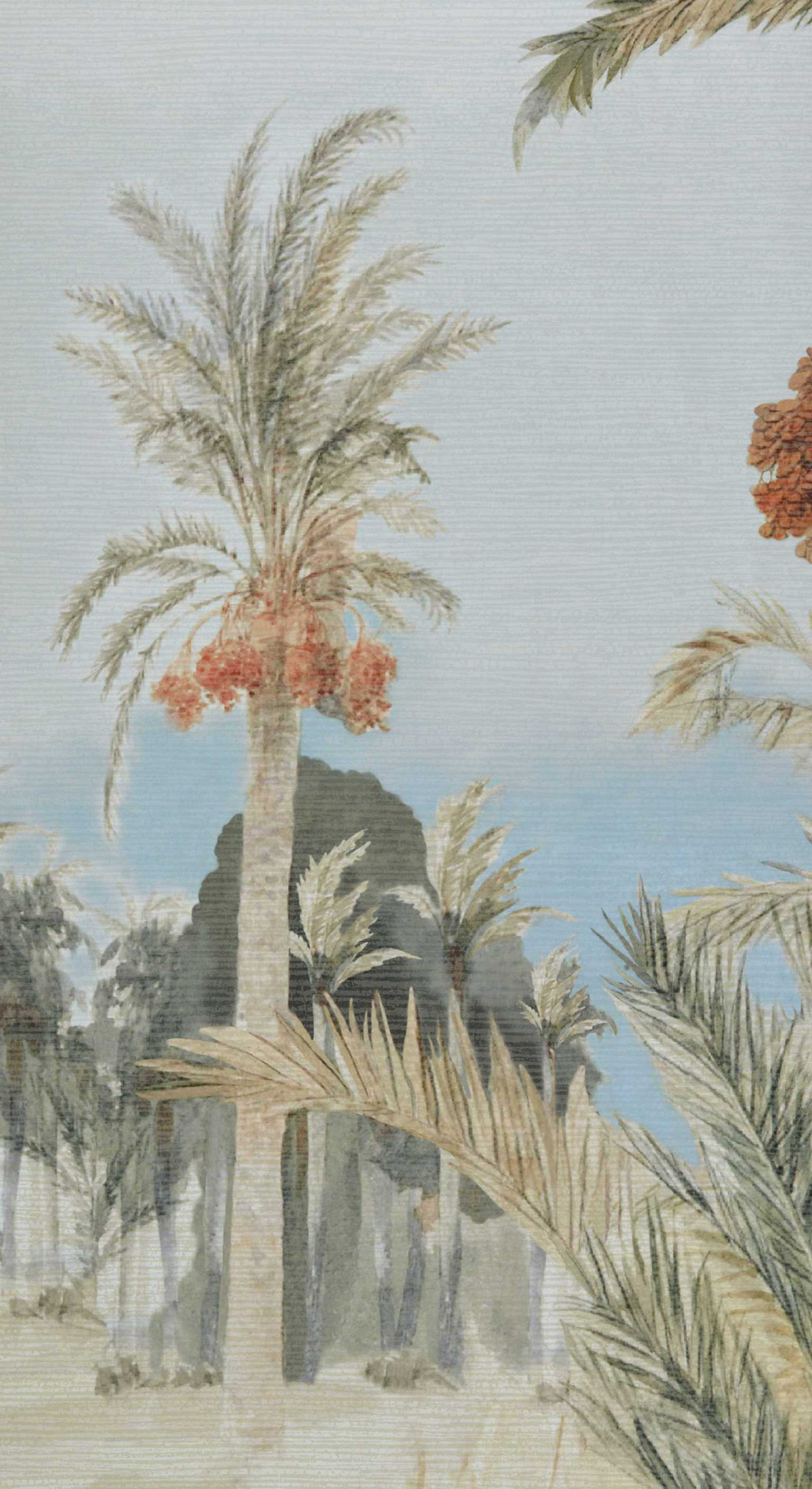 Papier peint panoramique Plage Date Palm bleu sable - V&A Decorative Papers II d'Initiales AMB2| Réf. INI-2412-182-01