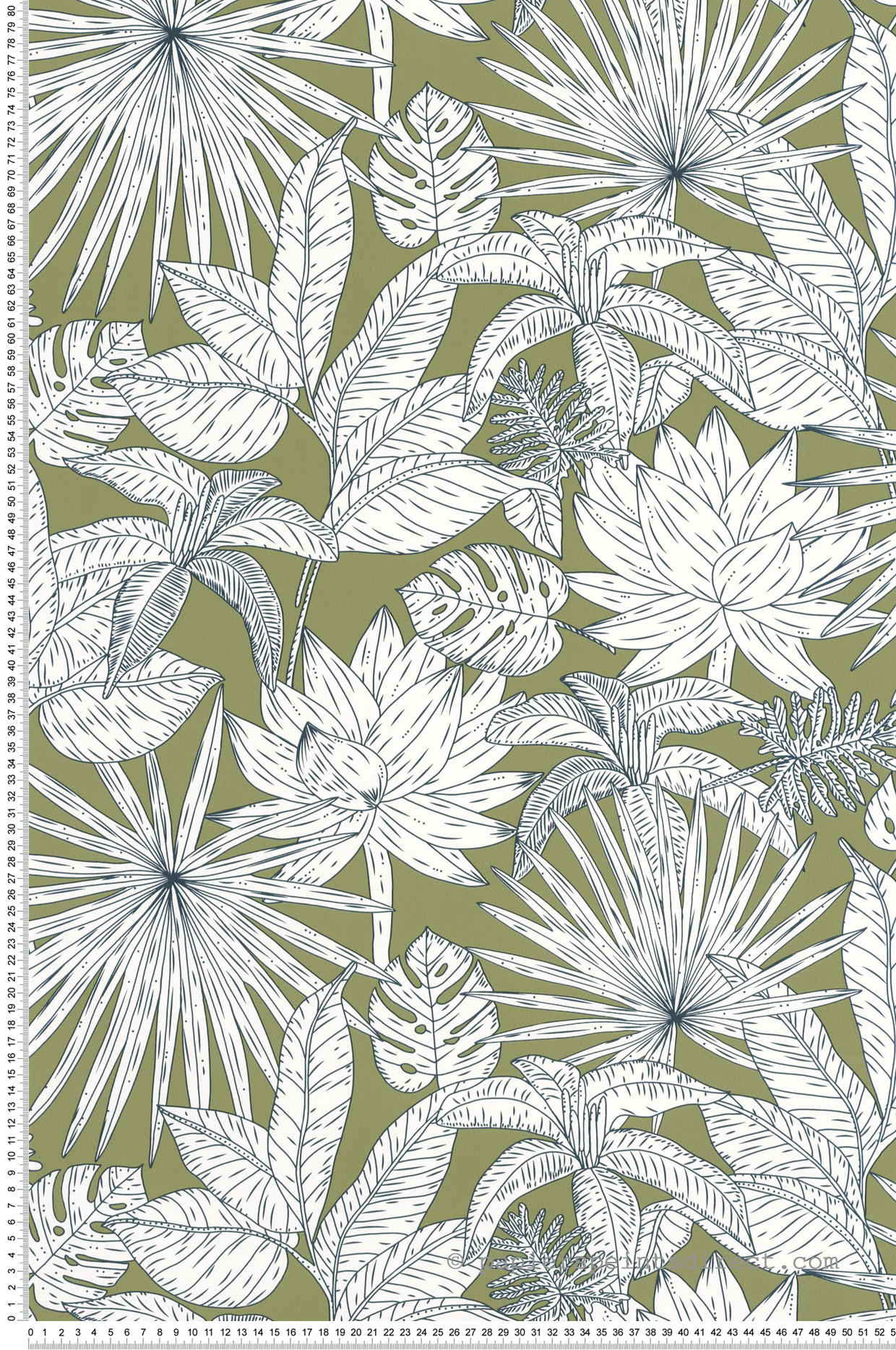Papier peint Jungle Feuilles Hawai vert kaki - Green & Co de Casélio | Réf. GCO101437167