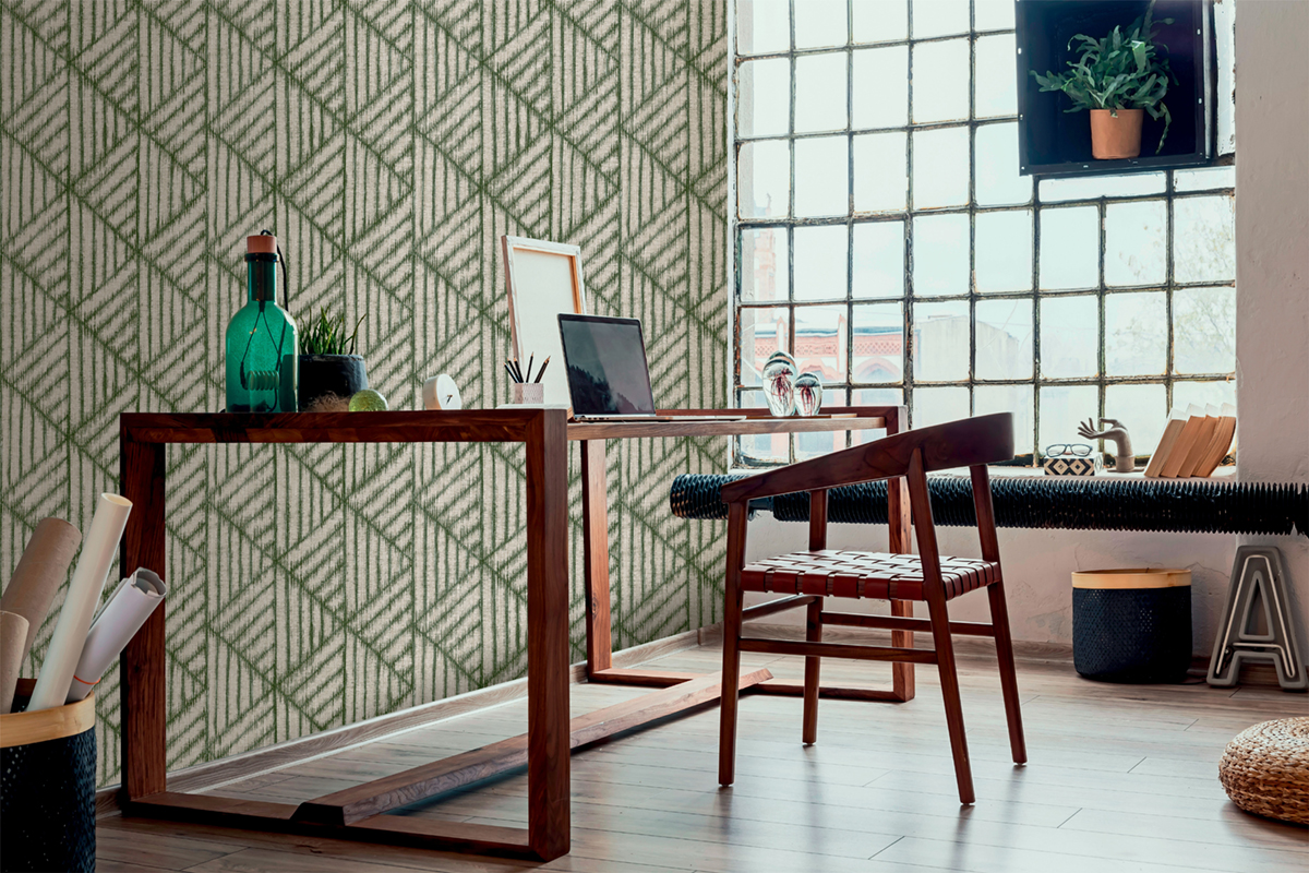 Papier peint Géométrie Nature Normade vert - Abaca de Lutèce | Réf. LTC-51232304