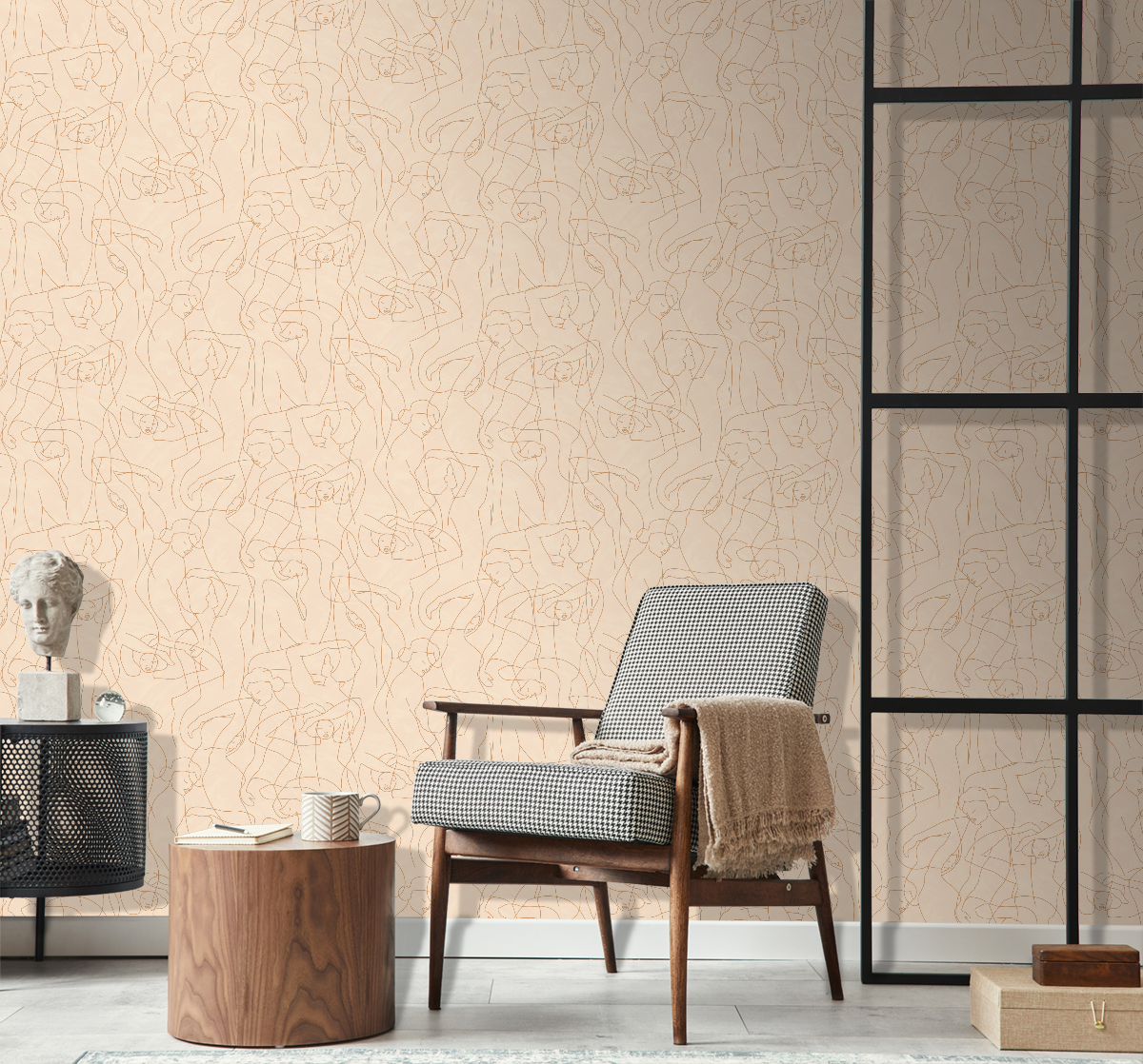 Papier peint Silhouette Design rose poudré mordoré - Boca Chica de Montecolino | Réf. MC-SO27042