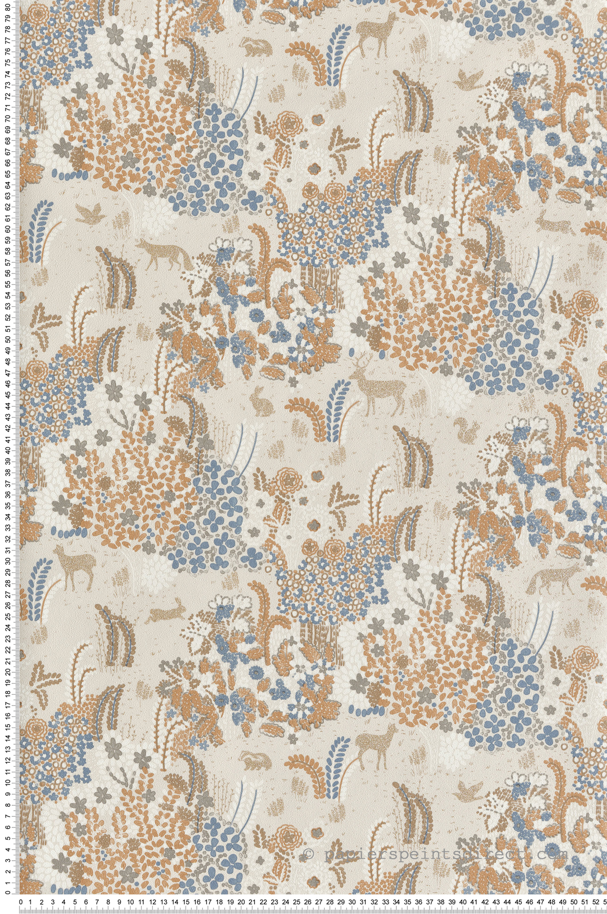 Papier Peint Animaux Forêt Wonderland beige doré - Flora d'Ugépa | Réf. UGP-M86707