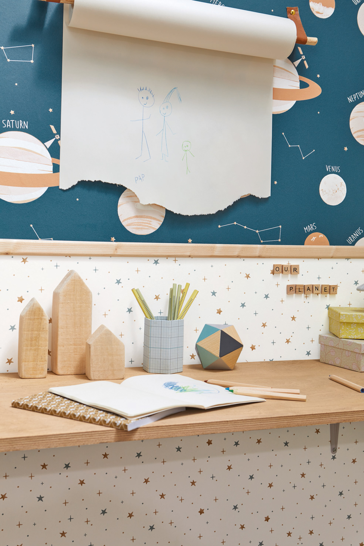 Papier peint Enfant Planète Universe bleu - Our Planet de Casélio | Réf. OUP101906011