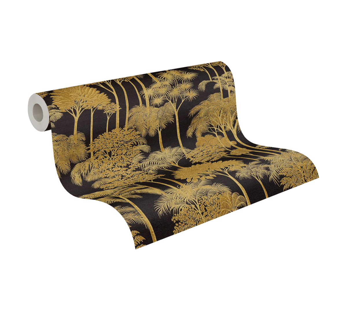 Papier peint Palmeraie Arbre Jungle noir doré - Cuba 2 d'A.S. Création AMB4 | Réf. AS-791623