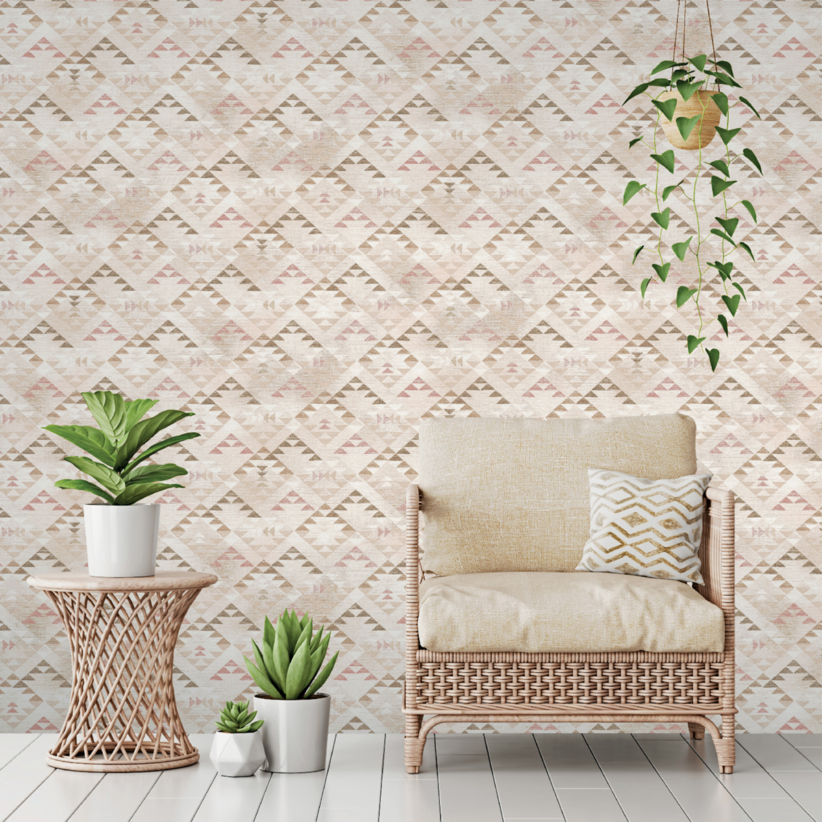 Papier peint Triangle Tissage Ethnique rose - Les Essentiels de Lutèce | Réf. LTC-51201703