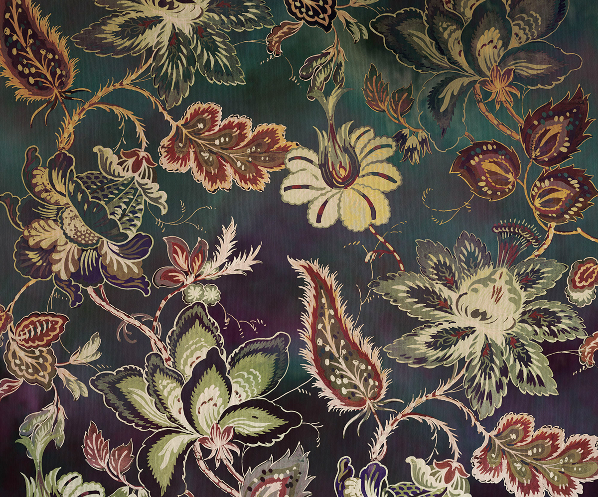 Papier peint panoramique Cachemire Moonshadow Blossom - Papier peint Komar Colors