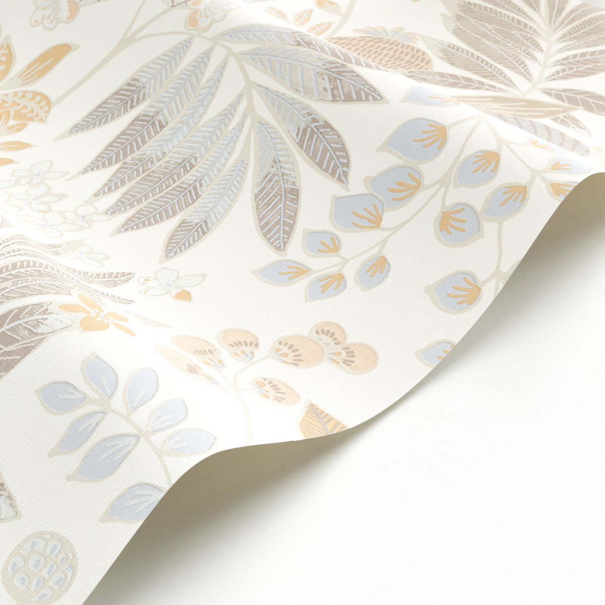 Papier peint Feuillage Palm Springs camel bleu gris - California de Casadéco | Réf. CALF88801212