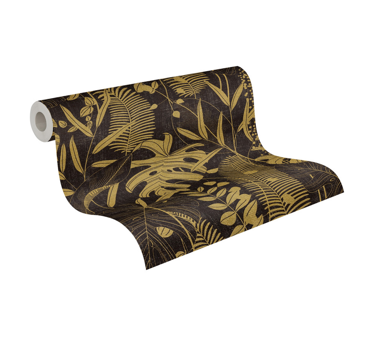 Papier peint Nature Palm Leaves doré noir - Cuba 2 d'A.S. Création AMB2 | Réf. AS-791643