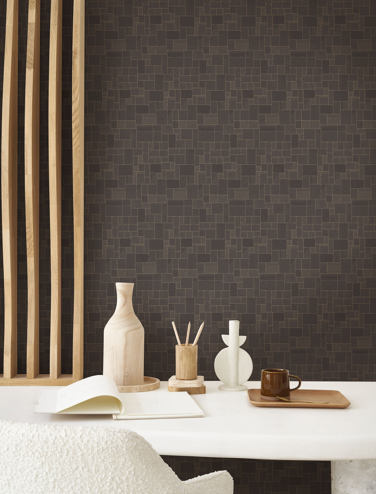 Papier peint Kensai noir doré - Kyoto de Casadéco | Réf. KYTO88769927