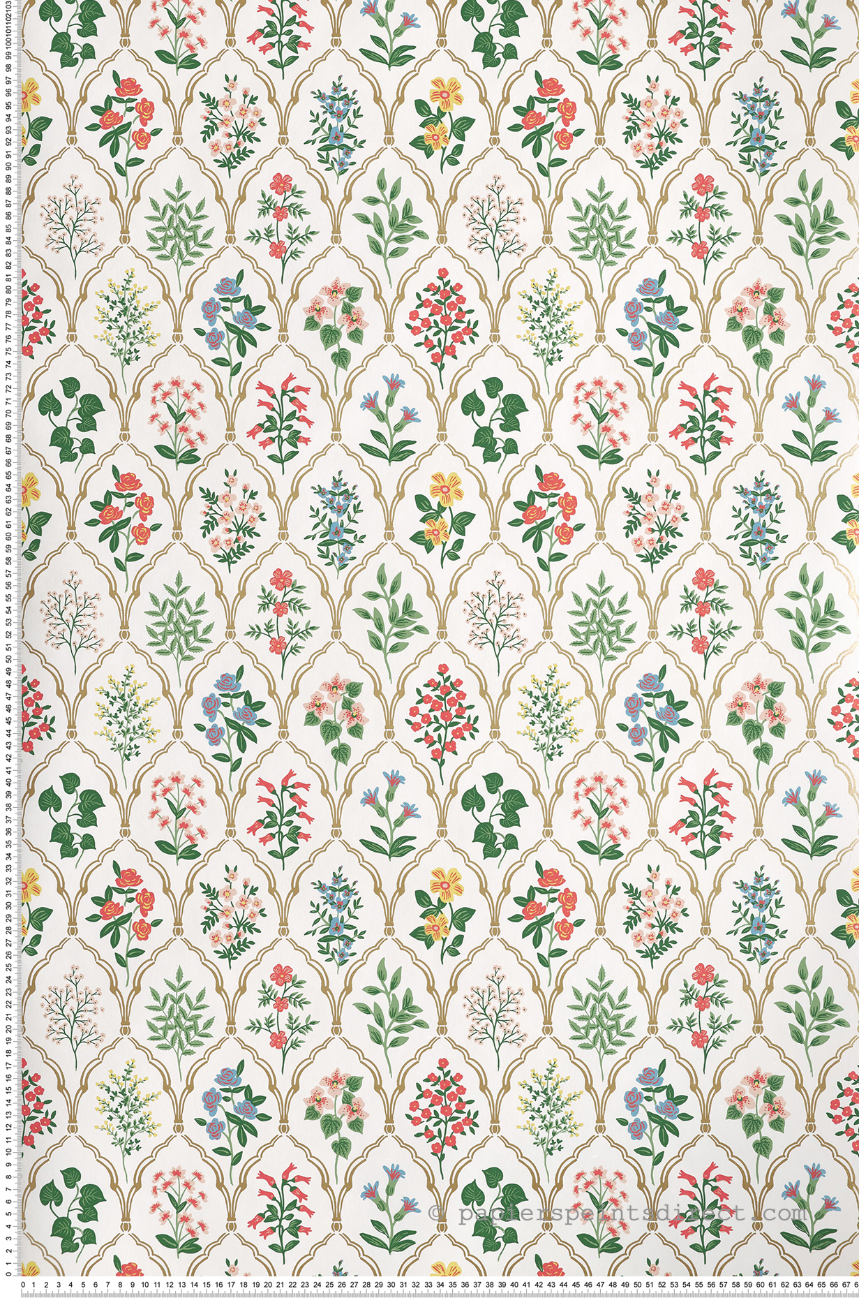 Papier peint Plantes Hawthorne multicolore/blanc - Rifle Paper Co. d'Initiales | Réf. INI-RI5130