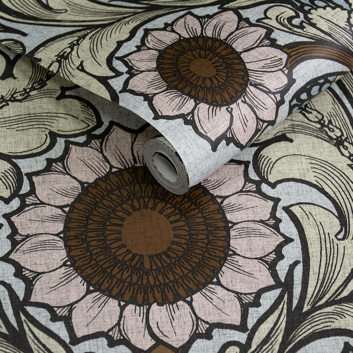 Papier peint Médaillon Tournesol Vintage bleu ciel - The Wall Llewelyn-Bowen de Lutèce | AMB2 Réf. LTC-LB25148