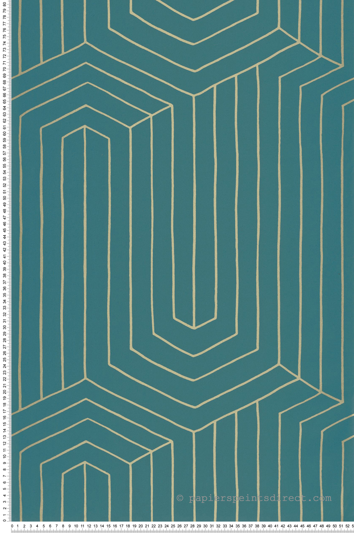 Papier peint Trait Géométrique Infini bleu canard doré - XXL de Casélio | Réf. XXL104526023