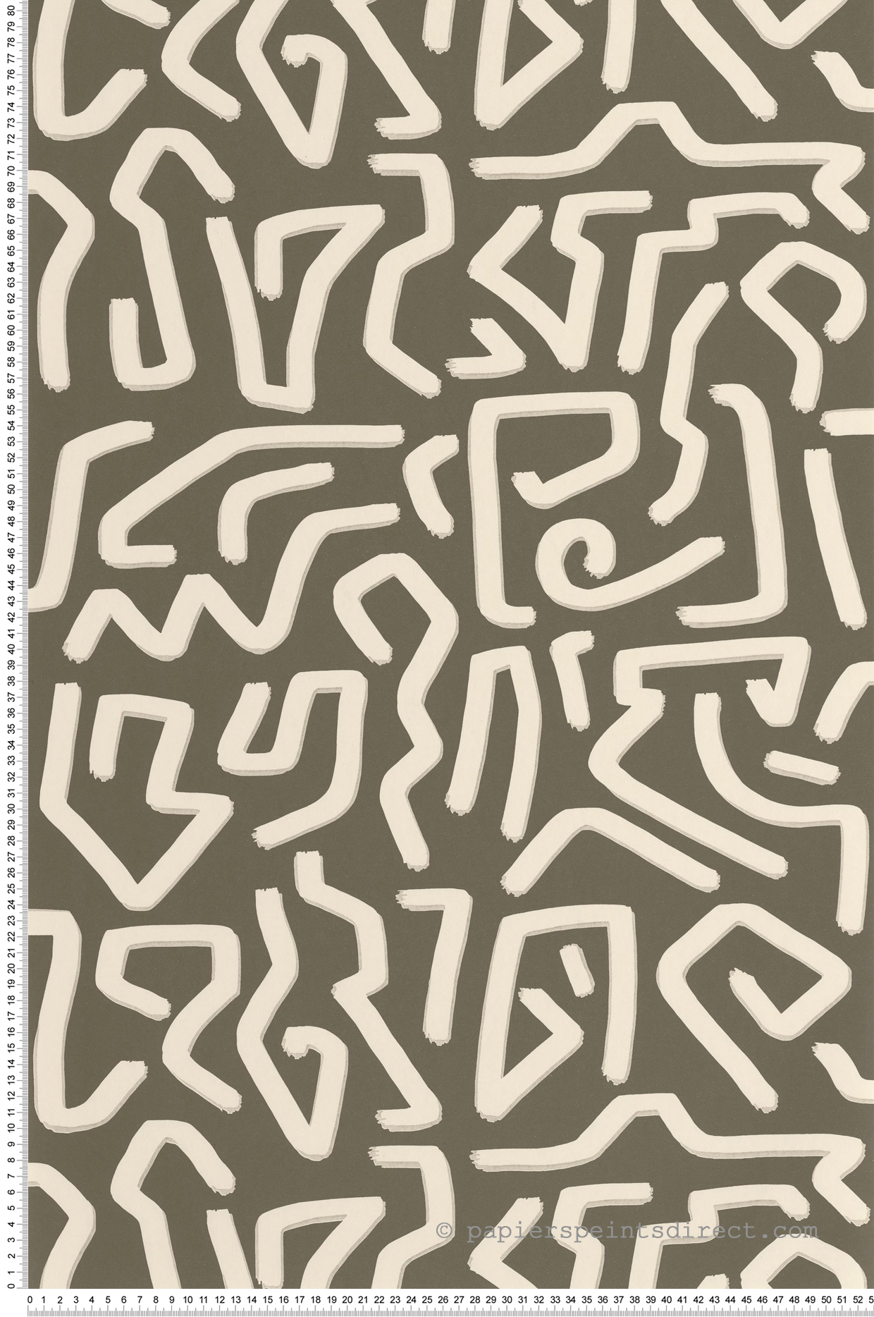 Papier peint Tracés Abstraits Symbol kaki lin - Milano Sixties de Casadéco | Réf. MISI89357505