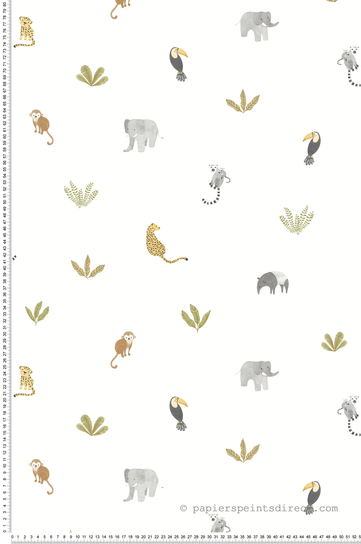 Papier peint Animaux Companions of the Jungle vert feuille - Once Upon A Time 2 de Casadéco | Réf. OUTD200777474