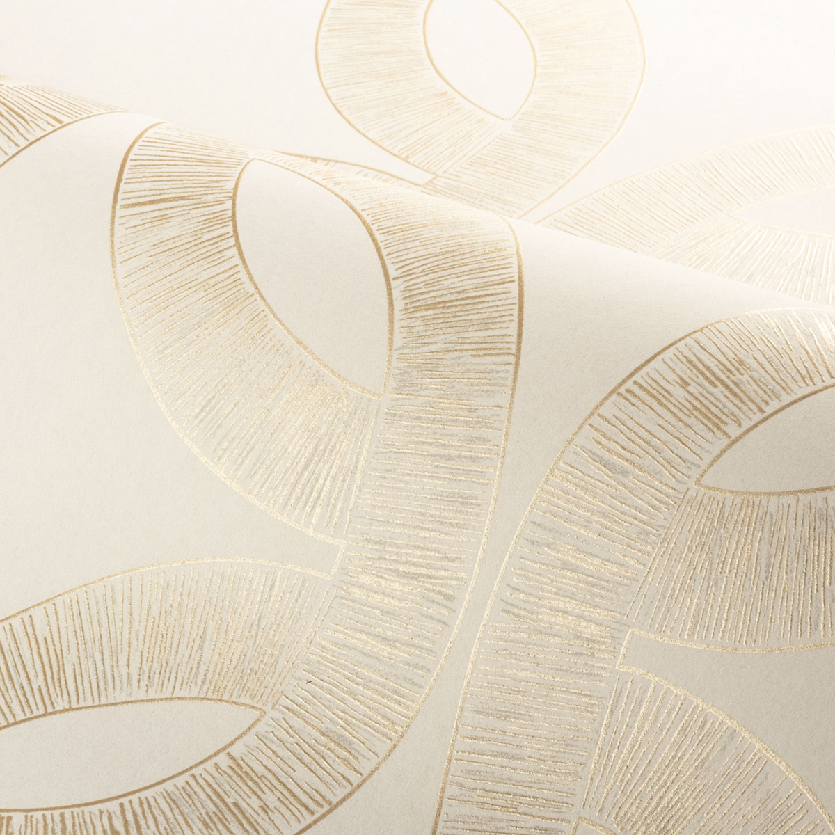 Papier peint Feuilles Géométriques Etienne ivoire doré - Isadora de Casamance | Réf. CAS-70692038