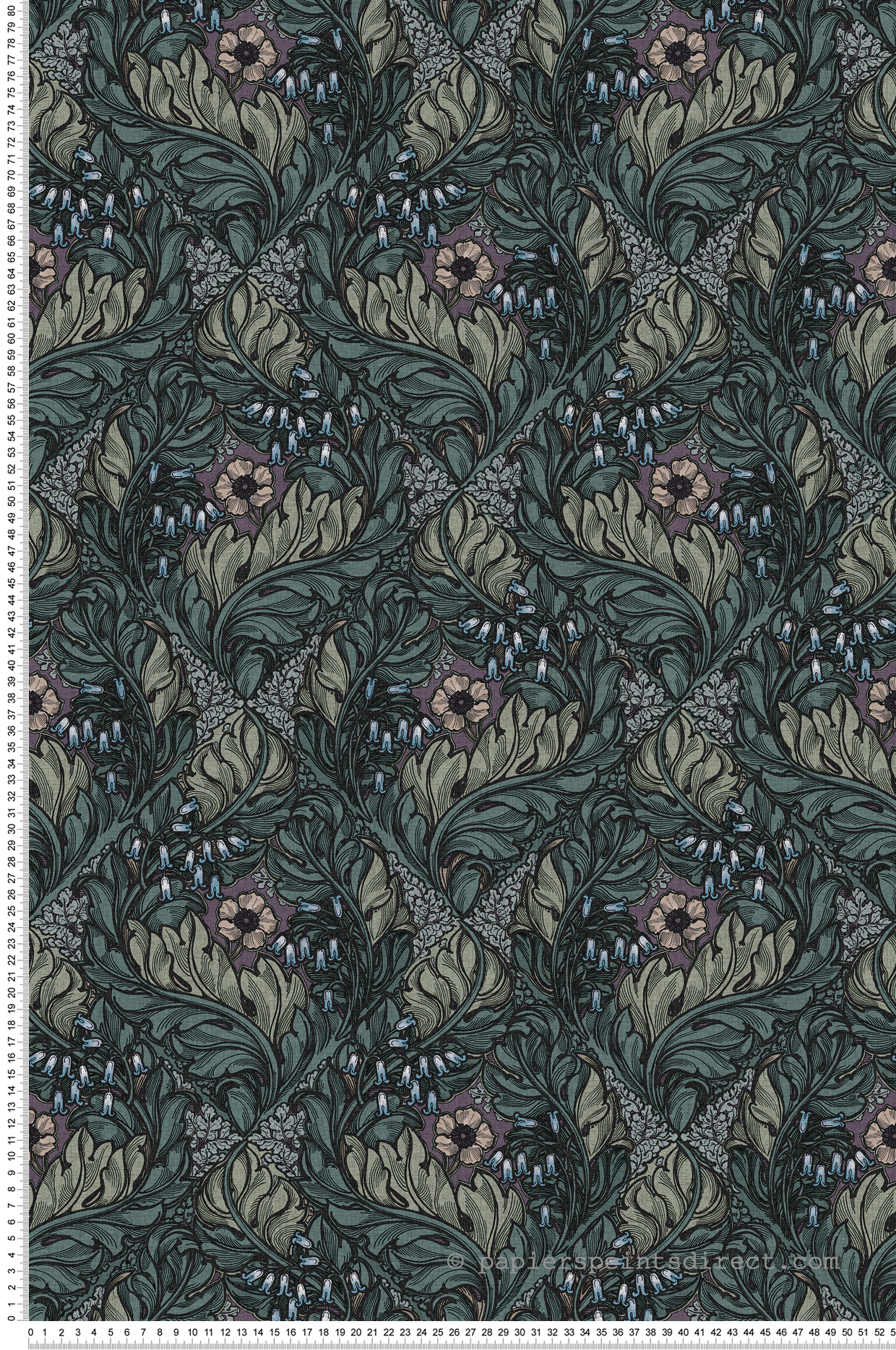 Papier peint Losange Fleuri parme vert - The Wall Llewelyn-Bowen de Lutèce | Réf. LTC-LB25105