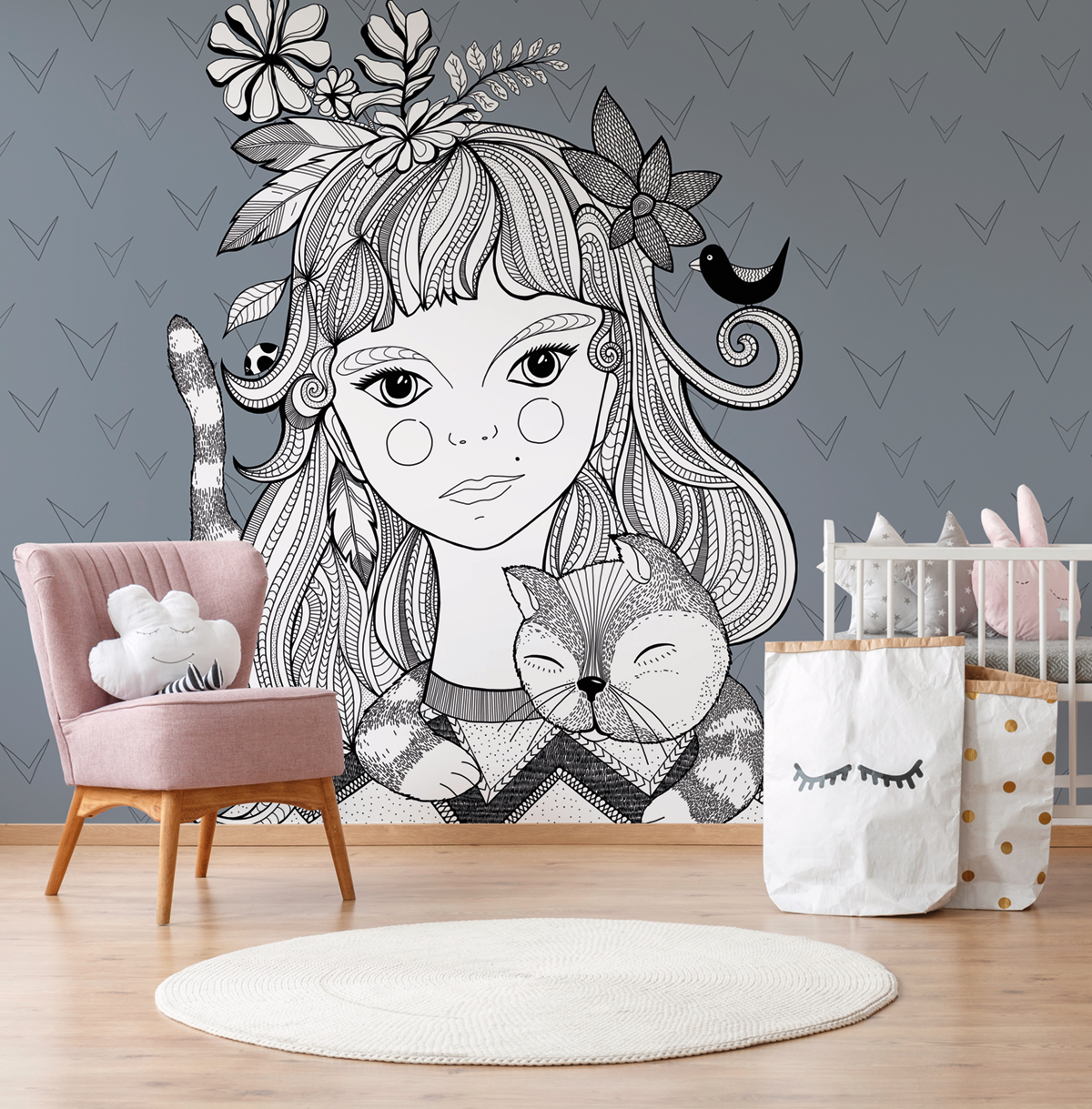 Papier peint panoramique Chat Catgirl 1 - Référence DD120077 - Intissé 200g/m2 - Standard 400 x 270