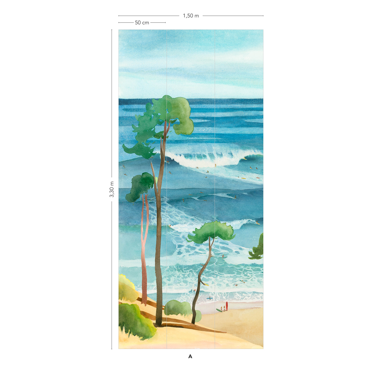 Papier peint panoramique Surf Landes A - 1/2/3 - Isidore Leroy