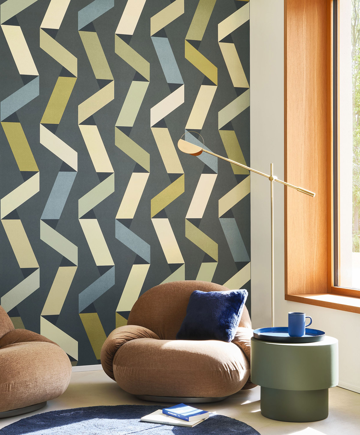 Papier peint Ligne Ribbon vert bleu - Color Game de Casadéco | Réf. GAME200646767