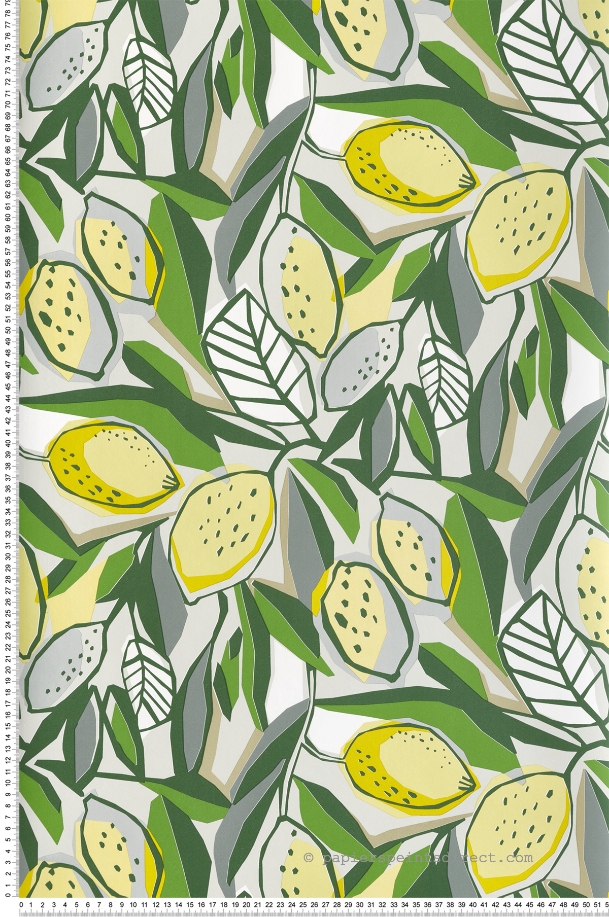Papier peint Citrus Graphique jaune vert gris - Happy de Lutèce | Réf. LTC-FD26420