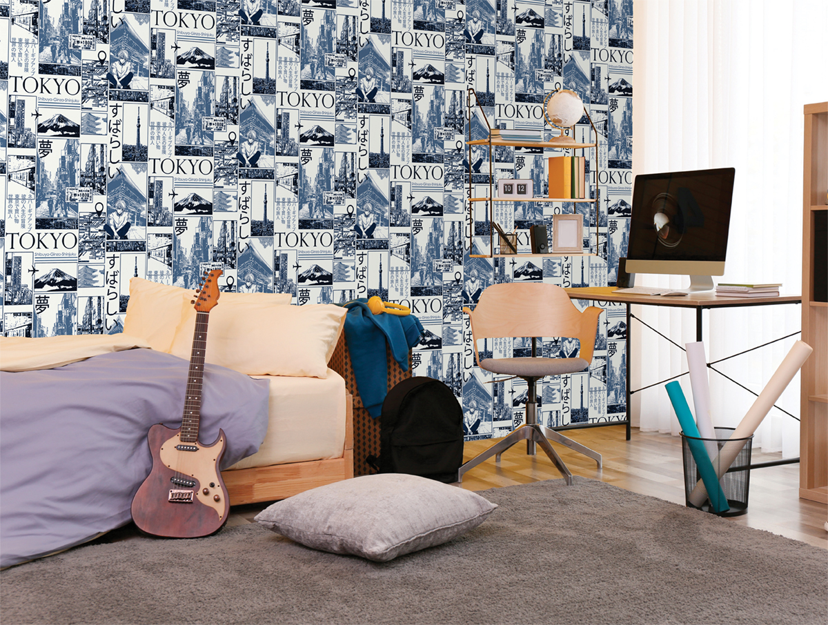 Papier peint Manga Tokyo bleu - Les Aventures de Lutèce | Réf. LTC-36240601