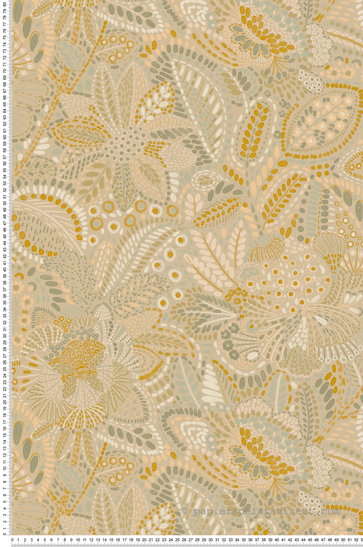 Papier peint Végétaux Mosaica beige moutarde - Cuba 2 d'A.S. Création | Réf. AS-780254