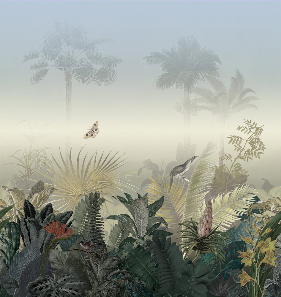 Papier peint panoramique Jungle Estompée Papillon vert - The Wall 2 d'A.S. Création | Réf. AS-392701