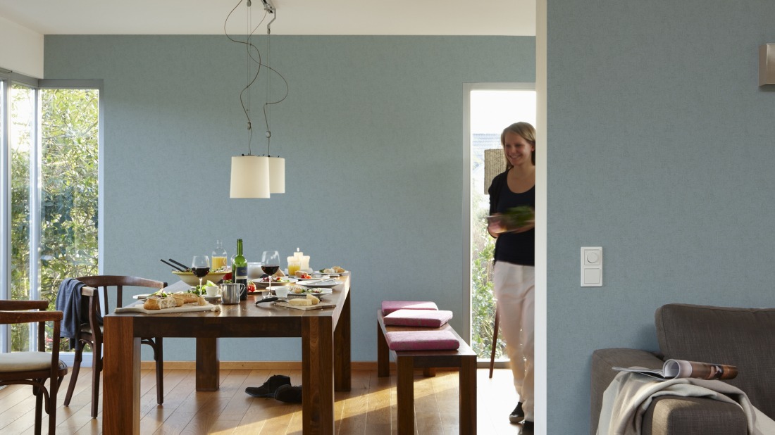 Papier peint Long Island gris bleu paillette - Titanium AS Création | Réf. SP03326