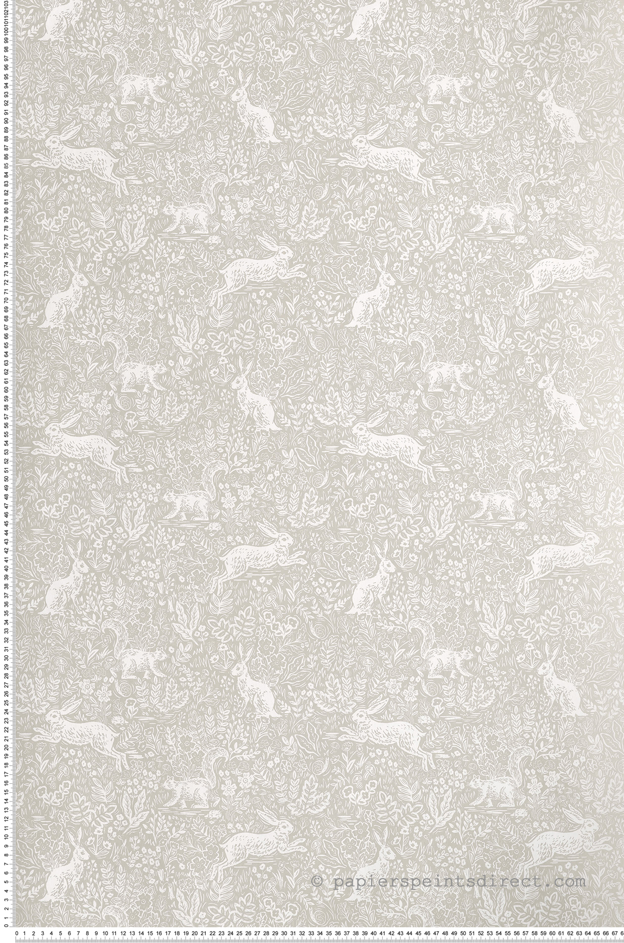 Papier peint Animaux Fable grège - Rifle Paper Co. d'Initiales | Réf. INI-RI5102