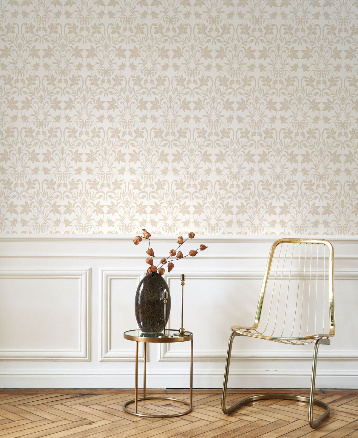 Papier peint Feuille Style Anglais Primrose beige blanc - Heritage de Casadéco | Réf. HETA201231022
