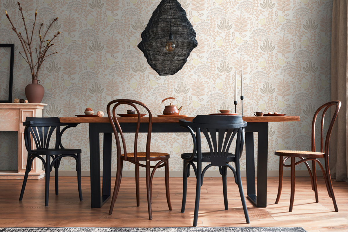 Papier peint Fleurs Enfantin Achillae corail blanc - Famous Garden d'A.S. Création | Réf. AS-393491