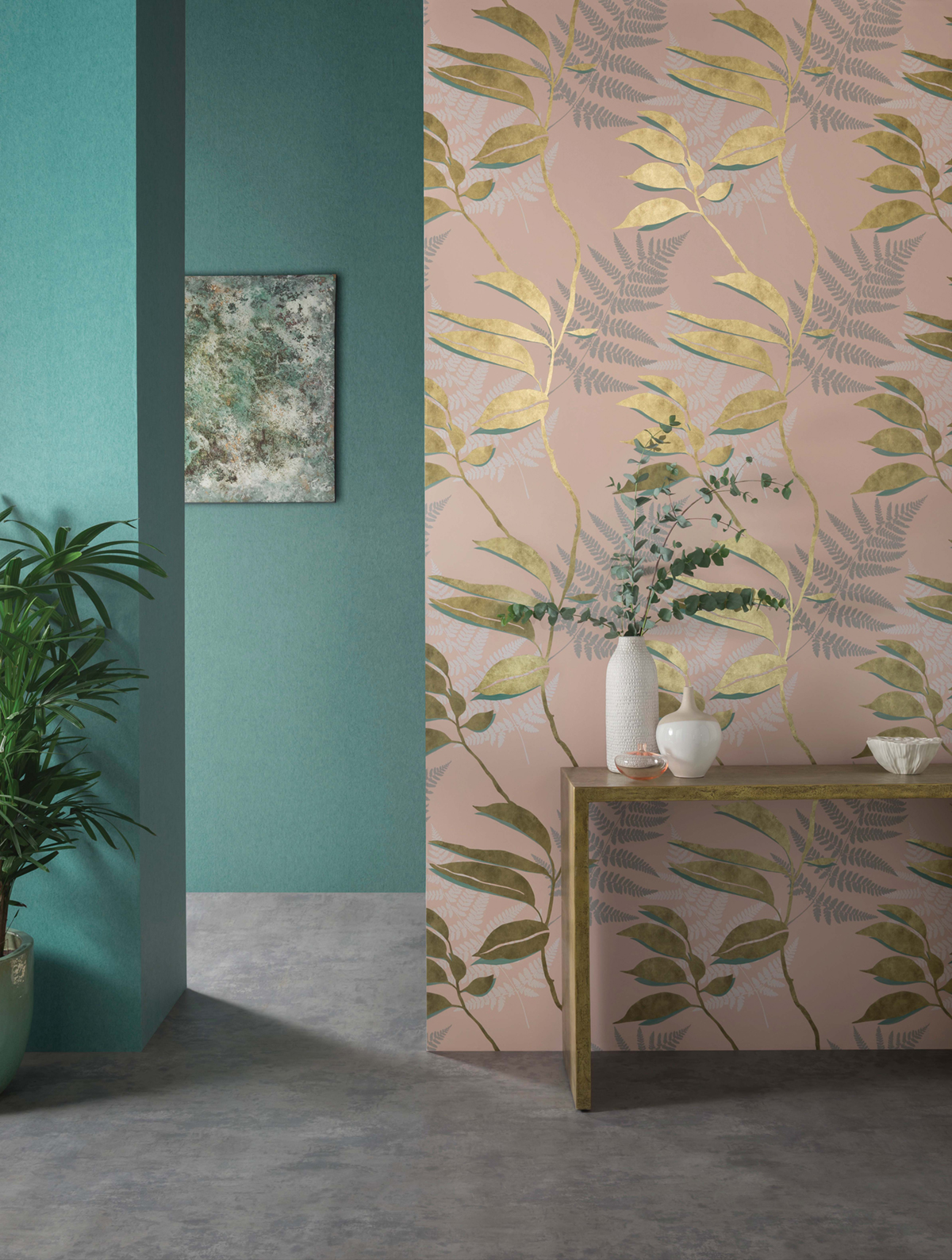 Papier peint Feuille d'Or rose blush - Folium de Osborne & Little | Réf. OSB-W7331-01