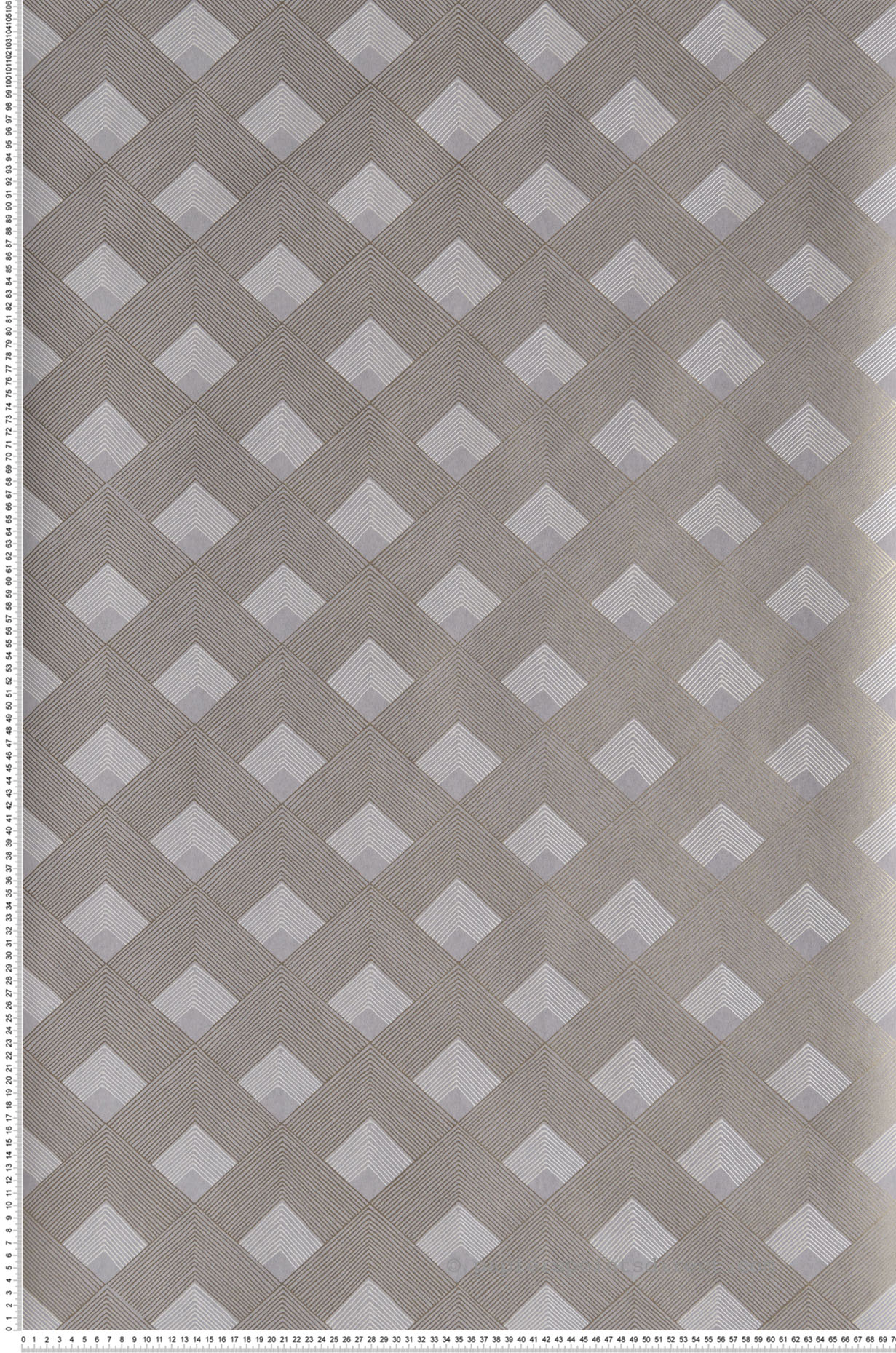 Papier peint géométrique ethnique Ondes Gris Argent - Misura de Casamance | Réf. CAS-74470722