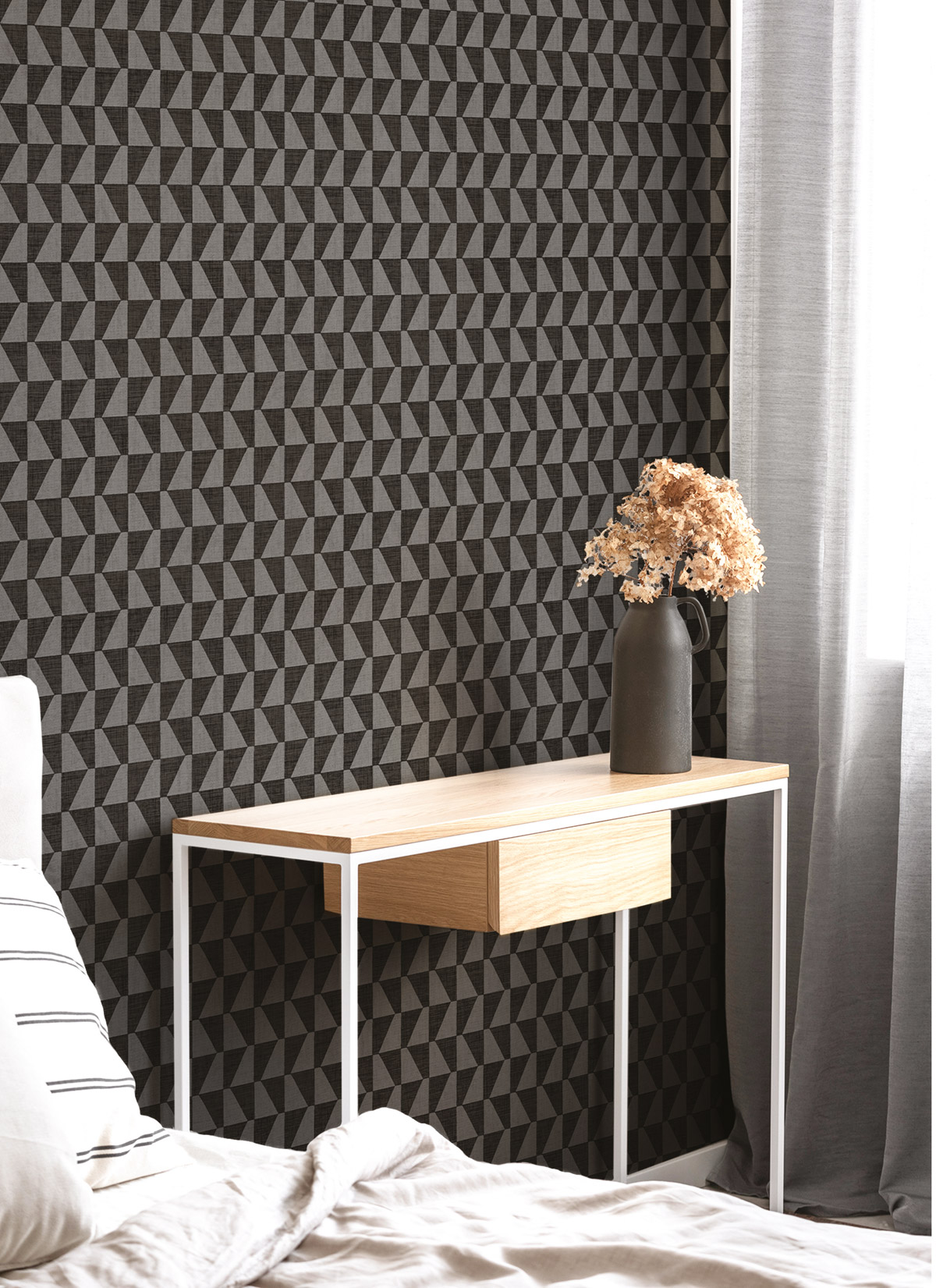 Papier peint Damier Quadrilatère noir gris - Seven de Montecolino | Réf. MC-30179