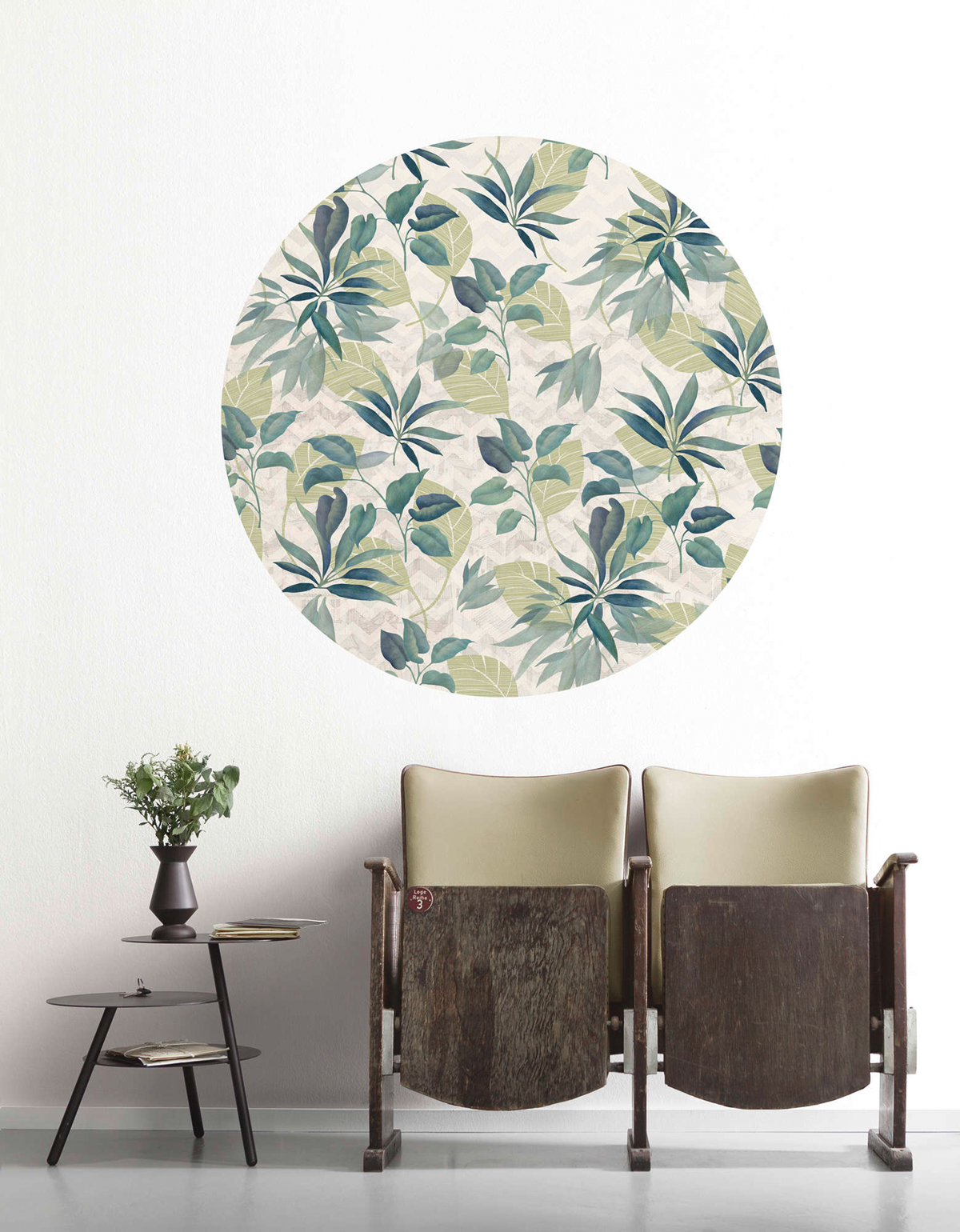 Papier peint adhésif rond Feuilles Leni - Papier peint Komar Dots